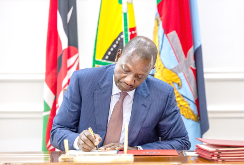 President William Ruto assents to the Conflict of Interest Bill, 2023, and the Social Protection Bill, 2025 at the State House, Nairobi.