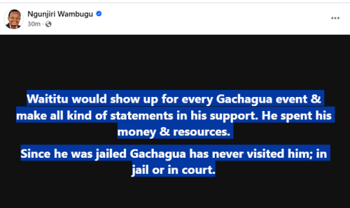 A post by Wambugu. PHOTO//Screengrab by PD digital/https://www.facebook.com/100044161163436/posts/1334798444668848/?rdid=5y8jkHNbeTQllgZI#