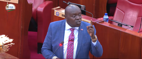 Nandi Senator Samson Cherargei during the Senate on July 17, 2025. PHOTO/ A screengrab by People Daily Digital/YouTube