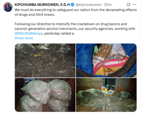 The post by Murkomen on X. PHOTO/ Screengrab by People Daily Digital.