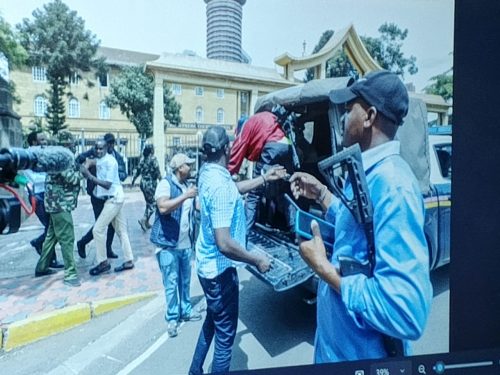 IPOA submitted this image in court as part of evidence linking officer Isaiah Murangiri to the fatal shooting of Rex Masai during the June 2024 protests. PHOTO/Zipporah Ngwatu