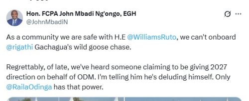 John Mbadi's statement. A screengrab by People Daily Digital from @JohnMbadiN