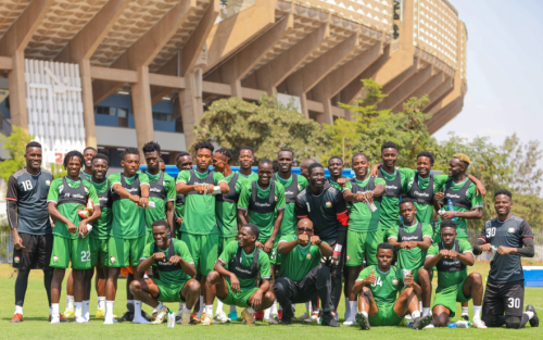 Musician Bien Aime spends time with Harambee Stars players on July 28, 2025. PHOTO/@Harambee_Stars/X
