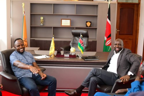 Interior CS Kipchumba Murkomen and Trans Nzoia Governor George Natembeya in Natembeya's office on July 28, 2025. PHOTO/@GeorgeNatembeya/X