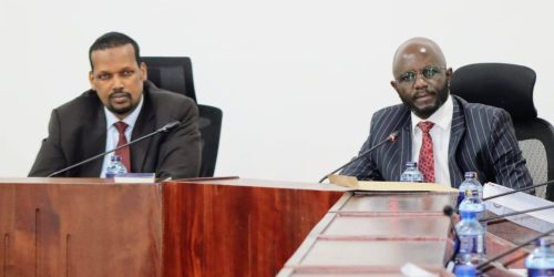 Co-chairs of the mediation committees on the Division of Revenue Bill, 2025, Ali Roba (Senate, right) and the National Assembly’s Samuel Atandi during the second day of negotiations at Parliament Buildings on Monday, June 16, 2025. PHOTO/https://www.facebook.com/KitanyMarianne