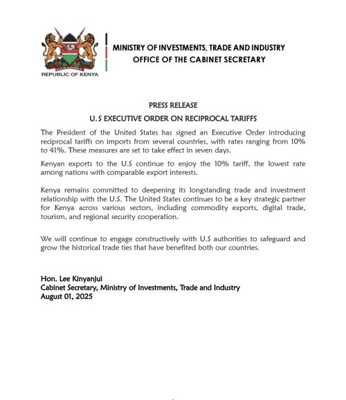 Statement posted on Facebook by Lee Kinyanjui. PHOTO/Screengrab by People Daily Digital