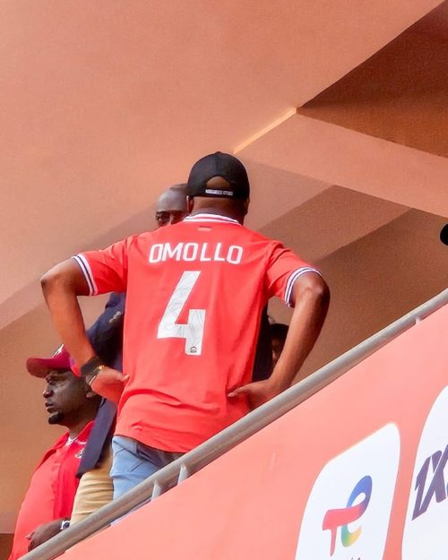 Interior Principal Secretary Raymond Omollo consults during a match at the Kasarani stadium on Sunday, August 3, 2025. PHOTO/https://web.facebook.com/raymond.omollo