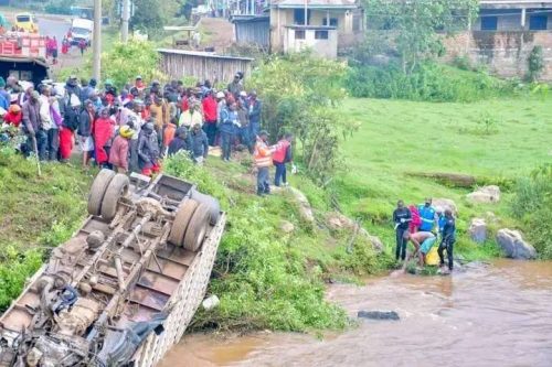 The tragic accident along Bomet-Kaplong Highway. PHOTO/https://www.facebook.com/profile.php?id=100093309072667