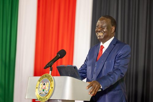 Raila during the ODM-Kenya Kwanza Parliamentary Group Meeting. PHOTO/https://www.facebook.com/photo/?fbid=1362982871849649&set=pcb.1362983838516219
