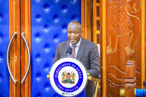 Kericho Governor Eric Mutai speaks during his impeachment at the Senate on Friday, August 29, 2025 in Nairobi. PHOTO/https://www.facebook.com/ParliamentKE