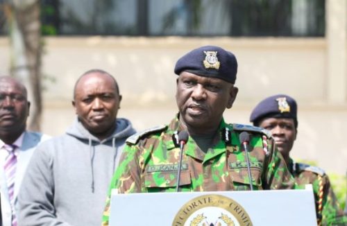 Inspector General of police Douglas Kanja speaks during a past address. PHOTO/@NPSOfficial_KE/X