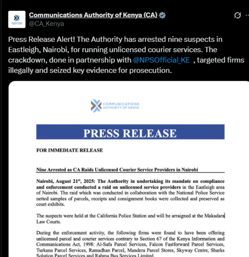 A post shared by CA. PHOTO/Screengrab by PD Digital from @CA_Kenya