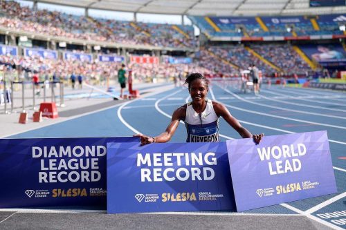 Faith Kipyegon during the Silesia Diamond League. PHOTO/@HonWetangula/X