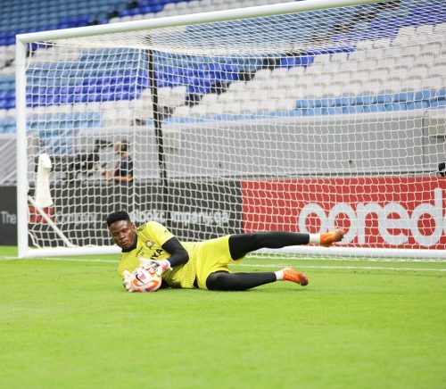 Harambee Stars goalkeeper Byrne Omondi during a a past match. PHOTO/@Harambee__Stars/X