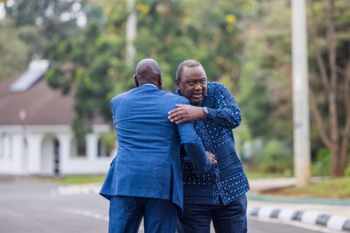 A photo of Uhuru meeting with Ruto in State House ahead of Congo SADC talks. PHOTO/@WilliamsRuto/X
