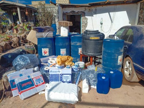 Items seized by police in Kiambu. PHOTO/@NPSOfficial_KE/X