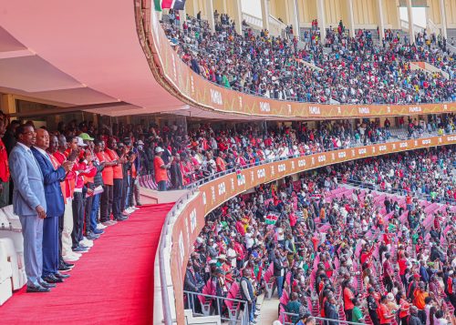 Fans cheer Harambee Stars during CHAN opener. PHOTO/@NAssemblyKE/X