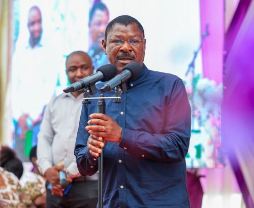 National Assembly Speaker Moses Wetang'ula speaking in Kanduyi constituency on Friday, August 15, 2025. PHOTO/@HonWetangula/X