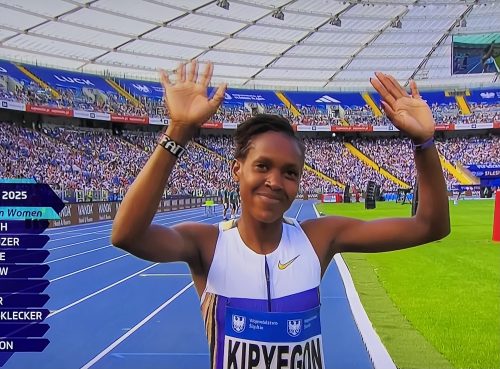 Faith Kipyegon during the Silesia Diamond League. PHOTO/@OwenM/X