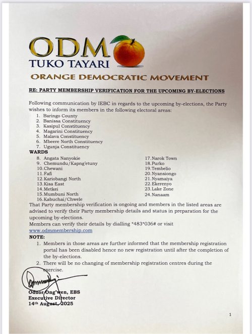 X post by ODM Party. PHOTO/Screengrab by People Daily Digital