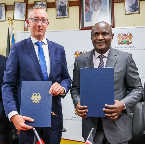 Treasury Cabinet Secretary John Mbadi during the signing of two major agreements aimed at strengthening Kenya’s renewable energy sector, alongside key European partners. PHOTO/@KeTreasury/X