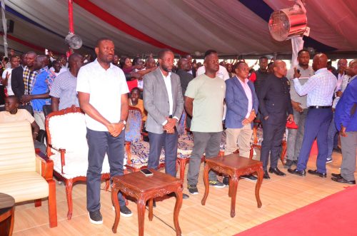Sifuna with other leaders at Jesus Teaching Ministry (JTM) in Donholm, Embakasi East, on Sunday, August 24, 2025. PHOTO/@edwinsifuna/X