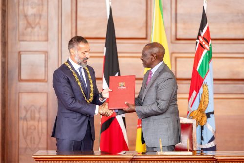 President William Ruto during a meeting with His Highness Prince Rahim Al-Hussaini Aga Khan V at State House on Tuesday, August 26, 2025. Photo/@WilliamsRuto/X