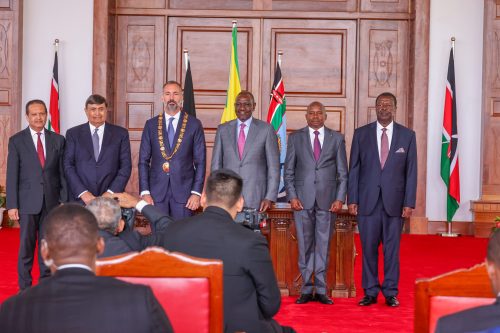 President William Ruto during a meeting with His Highness Prince Rahim Al-Hussaini Aga Khan V at State House on Tuesday, August 26, 2025. Photo/@MusaliaMudavadi/X