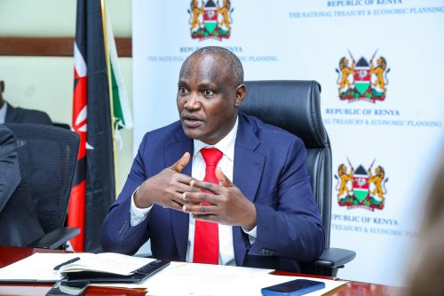 National Treasury CS John Mbadi during their meeting with a US delegation led by Chargé d'Affaires Susan Burns at the National Treasury in Nairobi on Wednesday, August 27, 2025. PHOTO/@MOH_Kenya/X