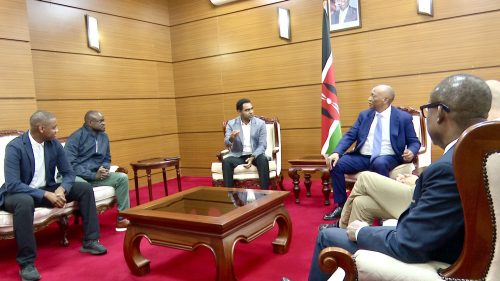 Hussein Mohammed welcomes CAF President Dr. Patrice Motsepe to Kenya ahead of the CHAN final on August 30, 2025. PHOTO/@husseinmoha/X