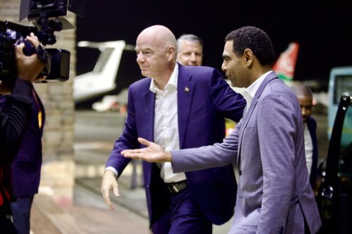 Hussein Mohammed, while welcoming FIFA President Gianni Infantino to Kenya ahead of the CHAN Final. PHOTO/@husseinmoha/X