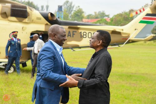 James Orengo receives President Ruto in Siaya. PHOTO/@orengo_james/X