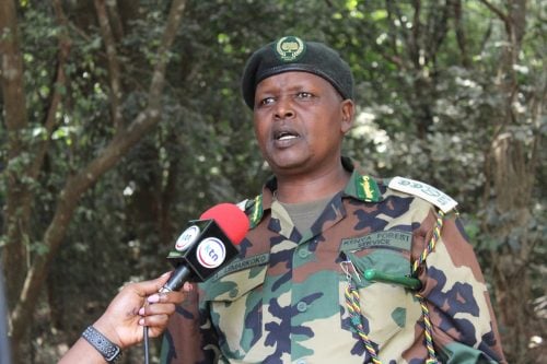 Alex Lemarkoko speaks to the press about Karura Forest operations and co-management with FKF. PHOTO/@KeForestService/X