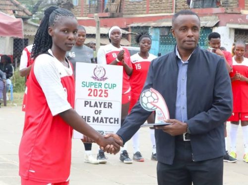 Dorothy Machuma being awarded the Super Cup 2025 player of the match. PHOTO/@kdfinfo/X
