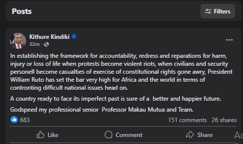 Part of the statement shared by Deputy President Kithure Kindiki on Saturday August 9, 2025. PHOTO/Screengrab by PD Digital/https://www.facebook.com/KithureKindiki