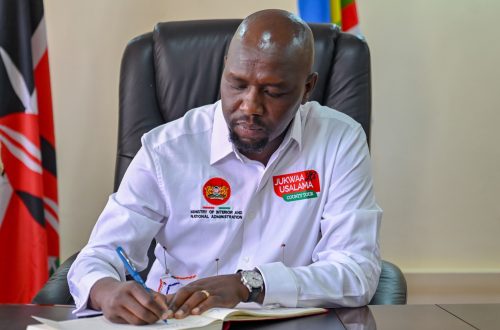Interior CS Kipchumna Murkomen at Narok County Coummissioner's office: PHOTO/@kipmurkomen/X