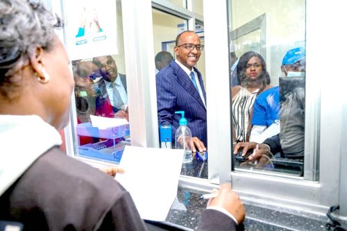 Health Cabinetv Secretary Aden Duale at Kenyatta University Teaching,Referral and Research Hospital (KUTRRH) yesterday when he launched biometric patients verification system to fight fraud. PHOTO/Mathew Ndung’u