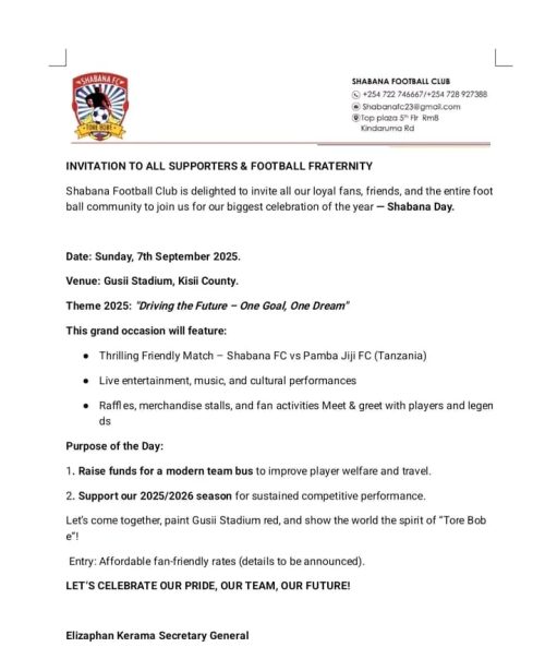 Shabana FC press statement. Photo/ Shana FC
