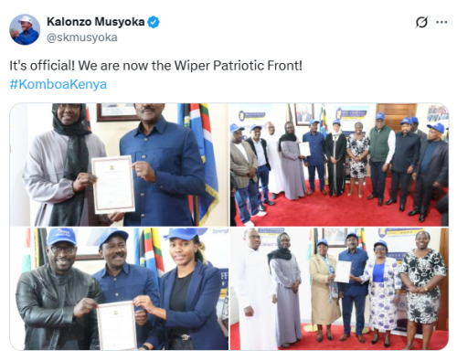 The X post by Kalonzo Musyoka. PHOTO/Screengrab by People Daily Digital