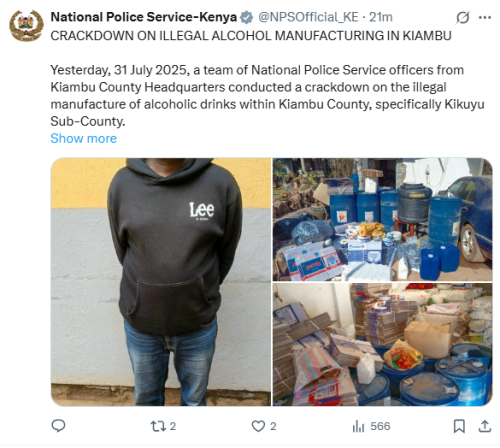 The X post on the crackdown. PHOTO/Screengrab by People Daily Digital