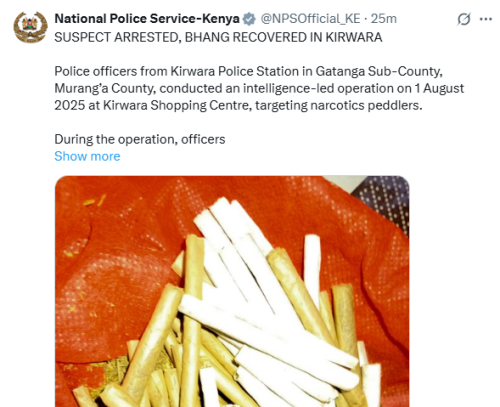 Statement by the NPS on X. PHOTO/Screengrab by People Daily Digital.