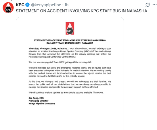 Statement by KPC posted on X. PHOTO/Screengrab by People Daily Digital