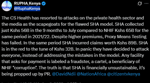 A post by KUPHA. PHOTO//Screengrab by People Daily Digital from X by @RuphaKenya