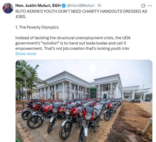 X post by Justin Muturi. PHOTO/Screengrab by People Daily Digital