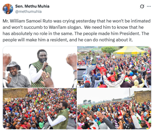X post by Senator Methu. PHOTO/Screengrab by People Daily Digital