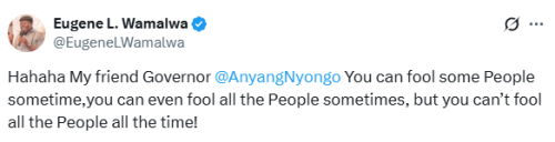 X post by Eugene Wamalwa. PHOTO/Screengrab by People Daily Digital