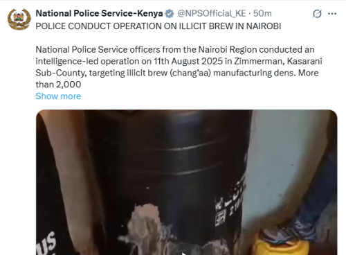 X post by police. PHOTO/Screengrab by People Daily Digital
