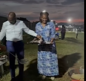 Ruto frying fish at the shores of lake victoria. PHOTO//Screengrab by People Daily/https://www.facebook.com/reel/744495028356011