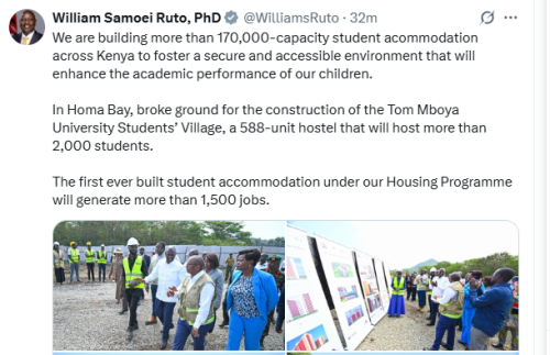 X screen grab of President William Ruto in Homa Bay. Photo/X