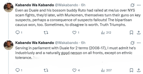 X post by Kabando Wa Kabando. PHOTO/Screengrab by People Daily Digital